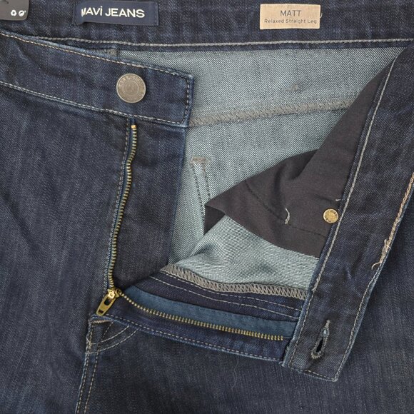Mavi Jeans Mens 38x34 MATT Relaxed Straight Leg Blue Dark Wash Stretch Denim NWT - Picture 5 of 7